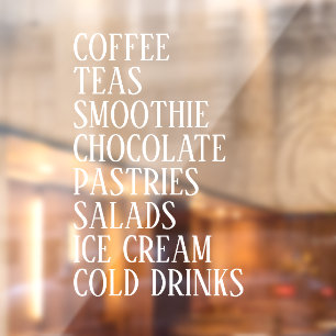 Autocollant Pour Fenêtre Vitrine de café, thé et salades Vinyl - Aliments t