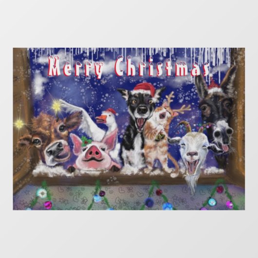 Autocollant Pour Fenêtre Vitrine de Noël Cling Funny Animal Celebration (Feuille)