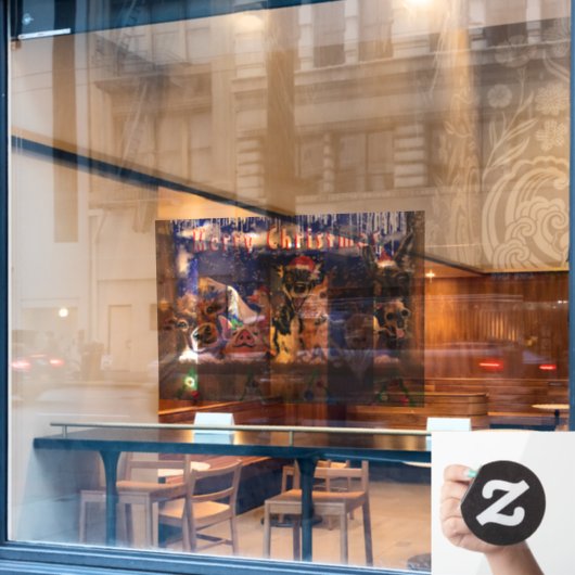 Autocollant Pour Fenêtre Vitrine de Noël Cling Funny Animal Celebration (Fenêtre de café)