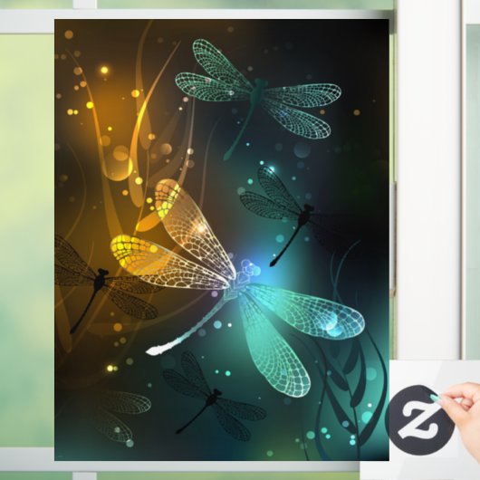 Autocollant Pour Fenêtre Vol de libellule verte lumineuse (Maison)