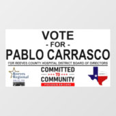 Autocollant Pour Fenêtre Vote pour Pablo Carrasco (Feuille)
