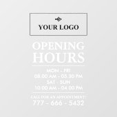 Autocollant Pour Fenêtre Votre logo d'entreprise blanc heures d'ouverture e (Feuille)
