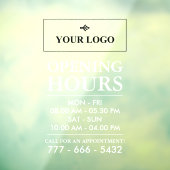 Autocollant Pour Fenêtre Votre logo d'entreprise blanc heures d'ouverture e (Feuille 3)