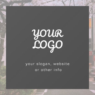Autocollant Pour Fenêtre Votre logo d'entreprise & Texte Gris foncé éléga