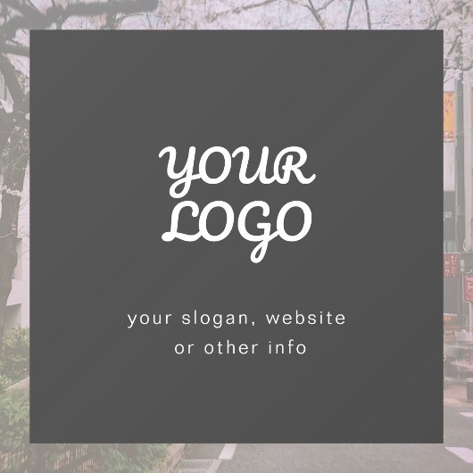 Autocollant Pour Fenêtre Votre logo et texte d'entreprise | Gris foncé élég