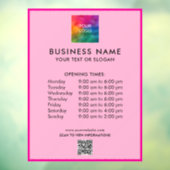 Autocollant Pour Fenêtre Votre modèle de logo d'heures d'ouverture de code  (Feuille 3)