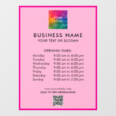 Autocollant Pour Fenêtre Votre modèle de logo d'heures d'ouverture de code  (Feuille)