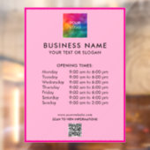 Autocollant Pour Fenêtre Votre modèle de logo d'heures d'ouverture de code  (Feuille 2)