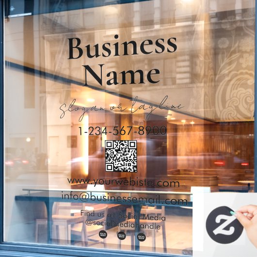 Autocollant Pour Fenêtre Votre nom d'entreprise Storefront QR Code Coordonn (Fenêtre de café)