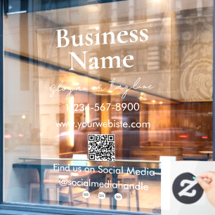 Autocollant Pour Fenêtre Votre nom d'entreprise Storefront QR Code Social M