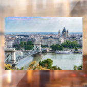 Autocollant Pour Fenêtre Vue aérienne du Pont des Chaînes à Budapest, Hongr (Feuille 2)