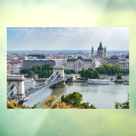 Autocollant Pour Fenêtre Vue aérienne du Pont des Chaînes à Budapest, Hongr (Feuille 3)