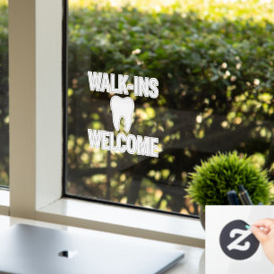 Autocollant Pour Fenêtre WALK-INS BIENVENUE Dental Office Décale de fenêtre