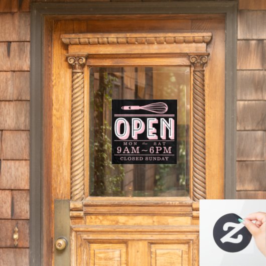 Autocollant Pour Fenêtre Whisky rose vif Heures d'ouverture Boulangerie Aff (Porte d'accueil)