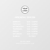 Autocollant Pour Fenêtre White Business Opening Hours Simple Modern Script  (Feuille)