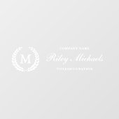 Autocollant Pour Fenêtre White Laurel Wreath Elegant Monogramme Nom Titre (Feuille)