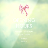 Autocollant Pour Fenêtre White Pink Bow Opening Hours Small Business (Feuille 3)