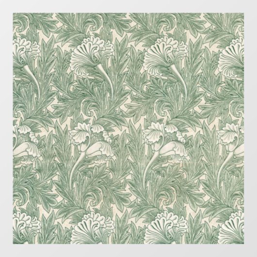 Autocollant Pour Fenêtre William Morris tulip fond textile vert (Feuille)