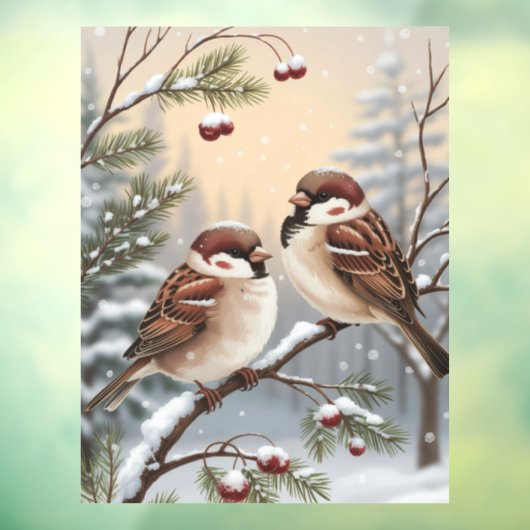 Autocollant Pour Fenêtre Winter Birds Window Cling (Feuille 3)