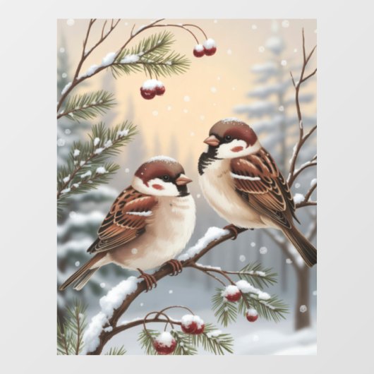 Autocollant Pour Fenêtre Winter Birds Window Cling (Feuille)