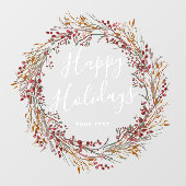 Autocollant Pour Fenêtre Winter Red Berry Wreath Joyeuses vacances (Feuille)