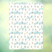 Autocollant Pour Fenêtre Winter Skiing Snow Mountains Pattern Ski Shop Larg (Feuille 3)