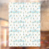 Autocollant Pour Fenêtre Winter Skiing Snow Mountains Pattern Ski Shop Larg (Feuille 2)