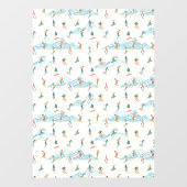 Autocollant Pour Fenêtre Winter Skiing Snow Mountains Pattern Ski Shop Larg (Feuille)