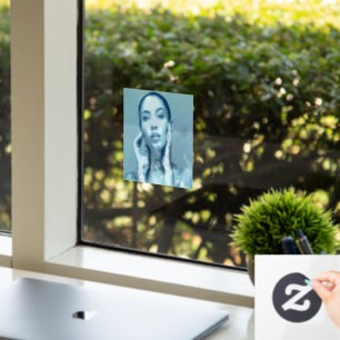 Autocollant Pour Fenêtre "Woman in Blue" Premium Canvas