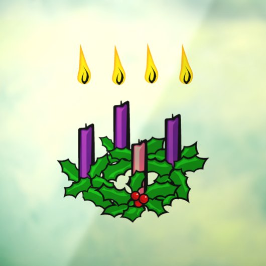 Autocollant Pour Fenêtre Wreath Holly Advent (Feuille 3)