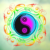 Autocollant Pour Fenêtre Yin Yang Psychedelic Rainbow Tattoo (Feuille 3)
