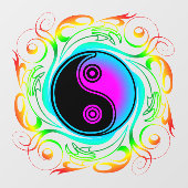 Autocollant Pour Fenêtre Yin Yang Psychedelic Rainbow Tattoo (Feuille)