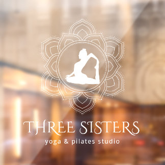 Autocollant Pour Fenêtre Yoga Studio Simple Mandala Professionnel Blanc