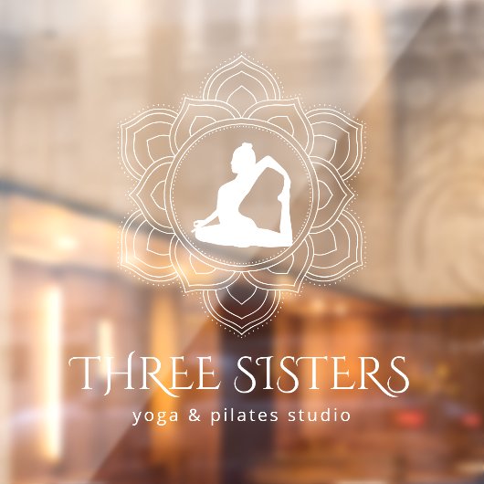 Autocollant Pour Fenêtre Yoga Studio Simple Mandala Professionnel Blanc (Feuille 2)