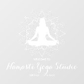 Autocollant Pour Fenêtre Yoga Teacher Studio Professionnel Blanc Mandala  (Feuille)