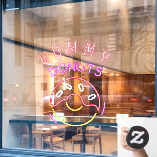 Autocollant Pour Fenêtre Yummy Donuts Faux Enseigne au Néon Boutique de Don
