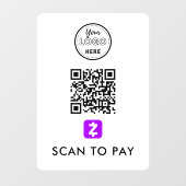 Autocollant Pour Fenêtre Zelle QR Code Scan pour payer Logo moderne Blanc (Feuille)
