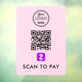 Autocollant Pour Fenêtre Zelle QR Code Scan pour payer Logo moderne rose (Feuille 3)