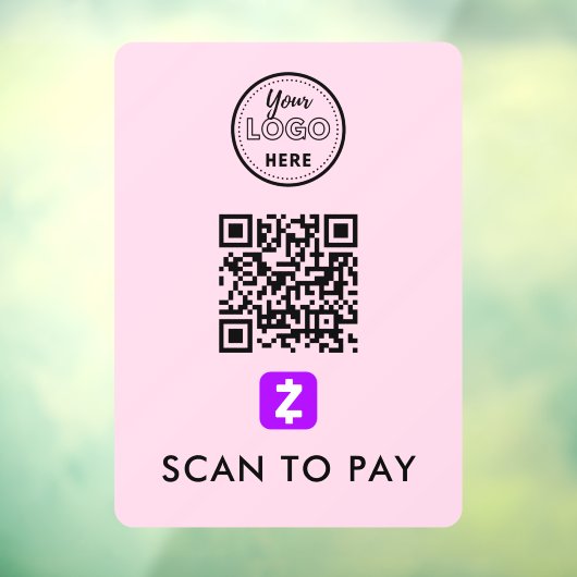 Autocollant Pour Fenêtre Zelle QR Code Scan pour payer Logo moderne rose (Feuille 3)