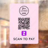 Autocollant Pour Fenêtre Zelle QR Code Scan pour payer Logo moderne rose (Feuille 2)