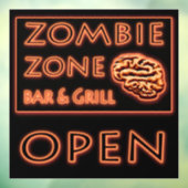 Autocollant Pour Fenêtre Zombie Zone Bar & Grill Open Sign Halloween (Feuille 3)