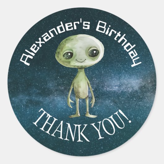 Autocollant pour fête d'anniversaire Alien (Devant)