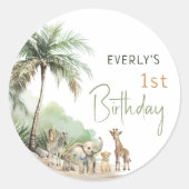 Autocollant pour fête d'anniversaire des animaux d (Devant)