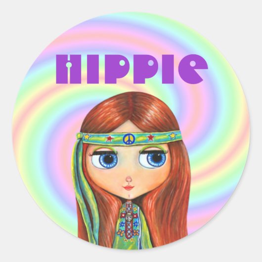 Autocollant pour fille hippie (Devant)