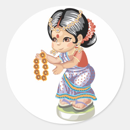 Autocollant pour fille indienne (Devant)