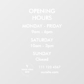 Autocollant pour heures d'ouverture personnalisées (Feuille)