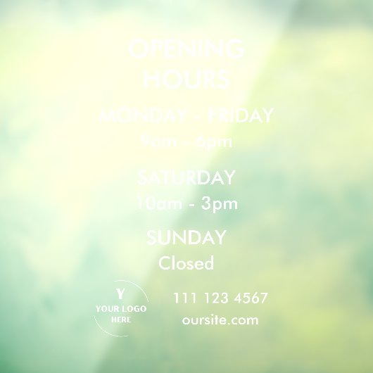 Autocollant pour heures d'ouverture personnalisées (Feuille 3)