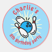 Autocollant pour la fête d'anniversaire de bowling (Devant)