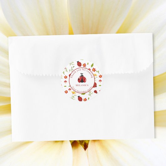 Autocollant pour le 1er anniversaire de coccinelle