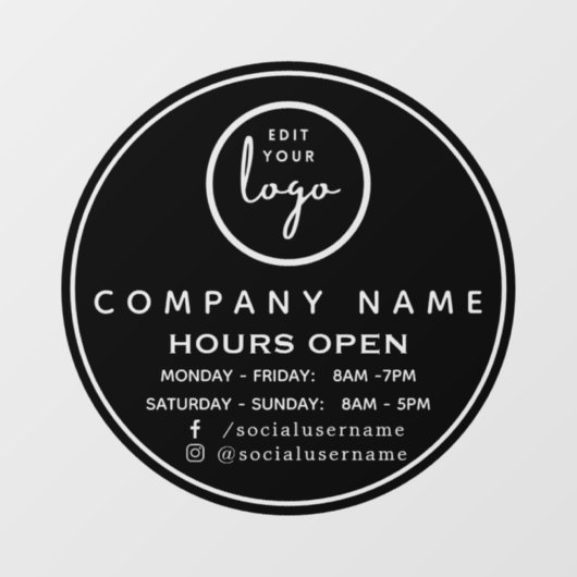 Autocollant pour les heures d'ouverture personnali (Feuille)